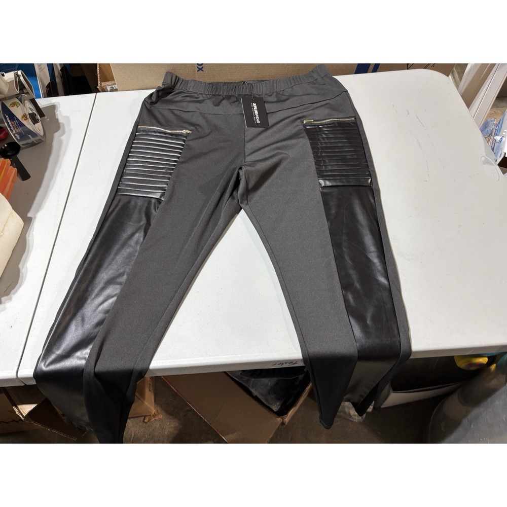 NWT Xplus Wear Faux Leather Moto Leggings‎ XL